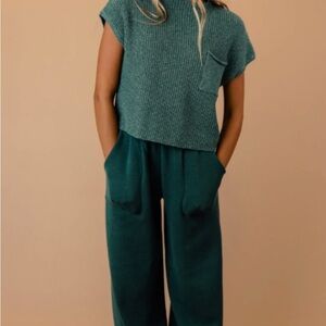 Free People Green Relaxed Knit Jumpsuit